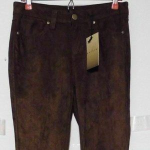 Baccini Women's Pants Sz 4 Flared Leg Brown Suede